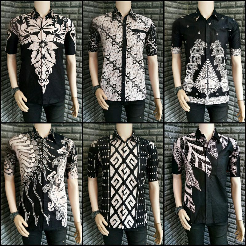 KEMEJA BATIK PRIA LENGAN PENDEK MOTIF HITAM MANIS