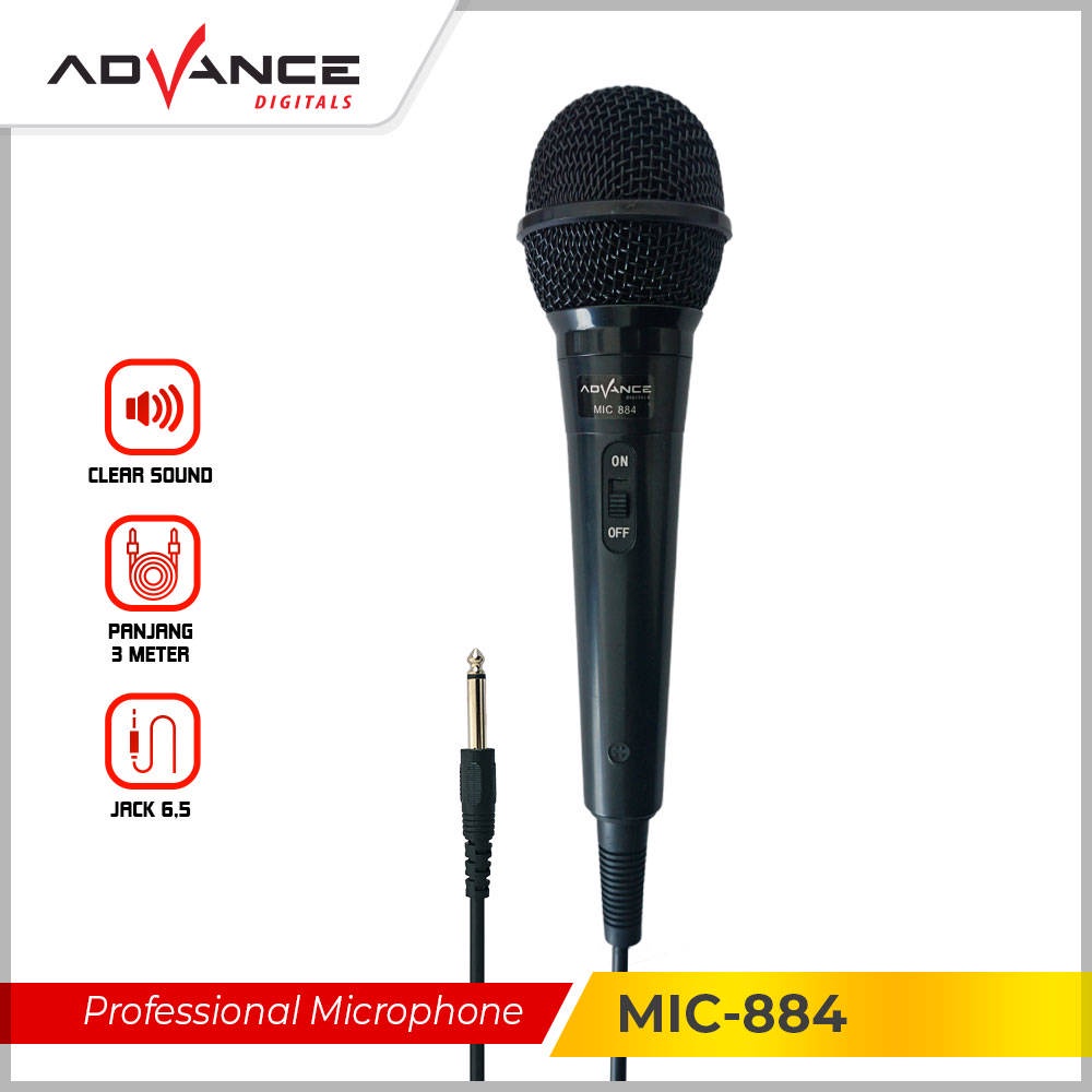 【READY STOCK】 Advance Mikrofon Murah MIC884 Dengan Kabel Mikrofon Dynamic Microphone Mic Karaoke Profesional Microphone Mikrophone