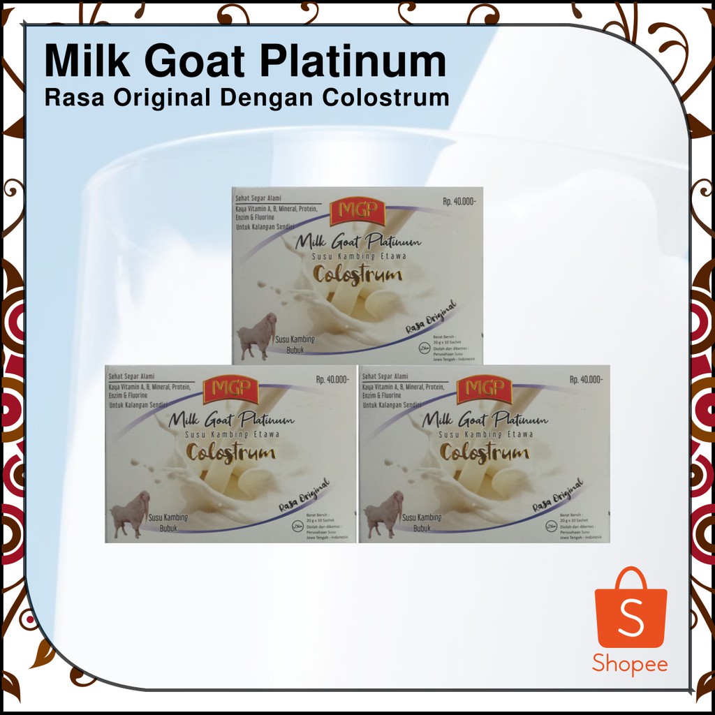 

Susu Kambing Etawa, 3 Box 600 gram 30 Saset MGP - Milk Goat Platinum Rasa Original - Membantu Memelihara Kesehatan dan Kaya Akan Vitamin