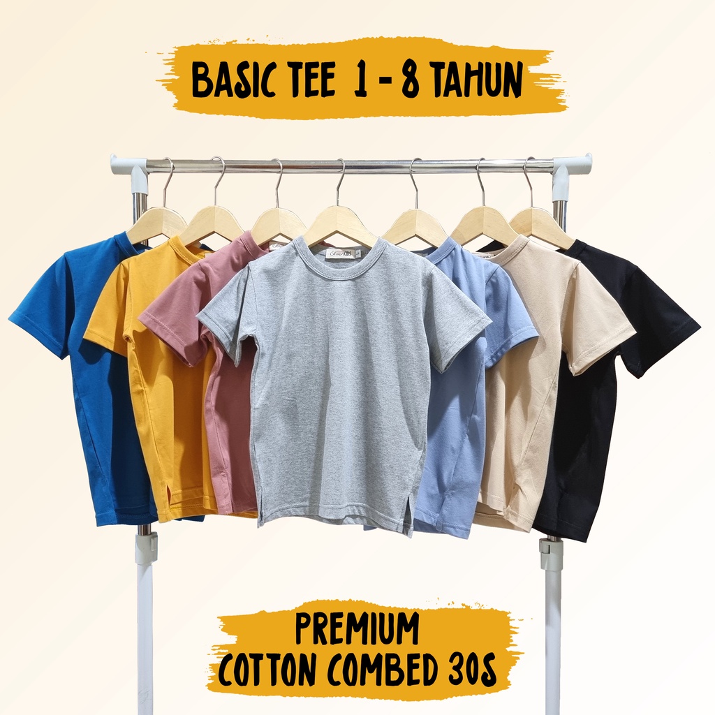 11 - 11 SALE - OLIVER KIDS - Kaos Polos Anak 1-8 Tahun Bahan Katun COMBED 30S Basic Plain Kids T-Shirt Original