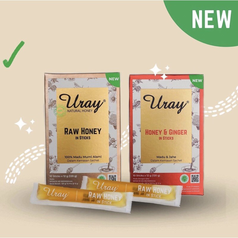 

MADU URAY STICK SACHET 10 STICK / Raw Honey in stick / honey & ginger in stick