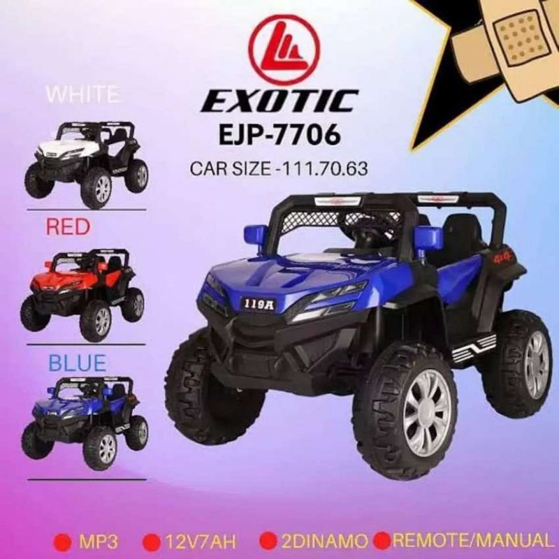 Mobil Aki Anak EMT-7704 Jeep Rubicon EXOTIC (Remote + Aki + Charger)-3