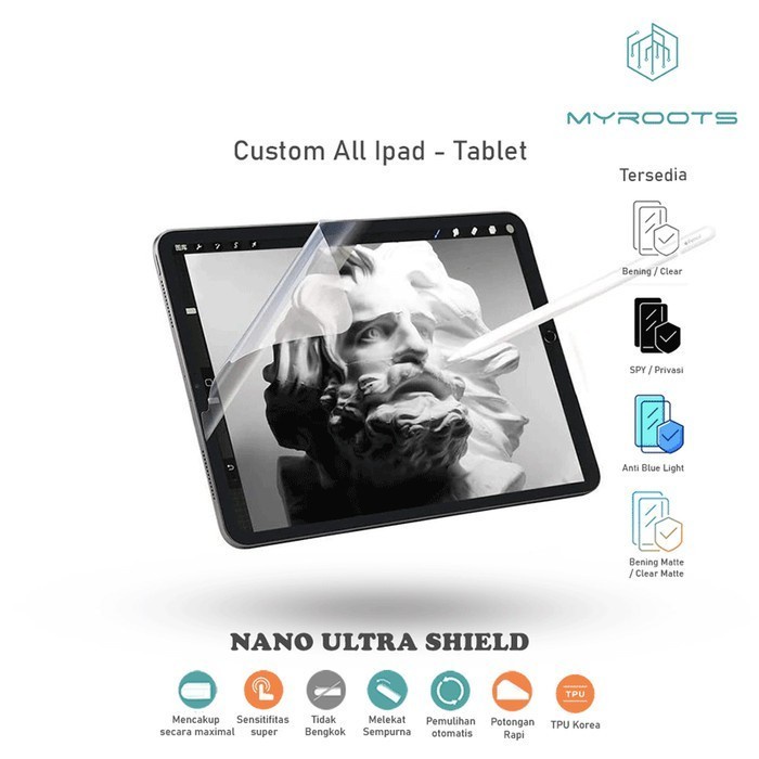 Anti Gores Jelly Hydrogel Xiaomi Redmi Pad Tablet Pad 5 Pro Pad 5 Nano Ultra Shield Myroots Anti Spy - Glare Matte - Blue Ray