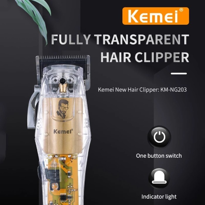 MESIN CUKUR RAMBUT KEMEI KM-203 / hair clipper kemei 203 transparant-1