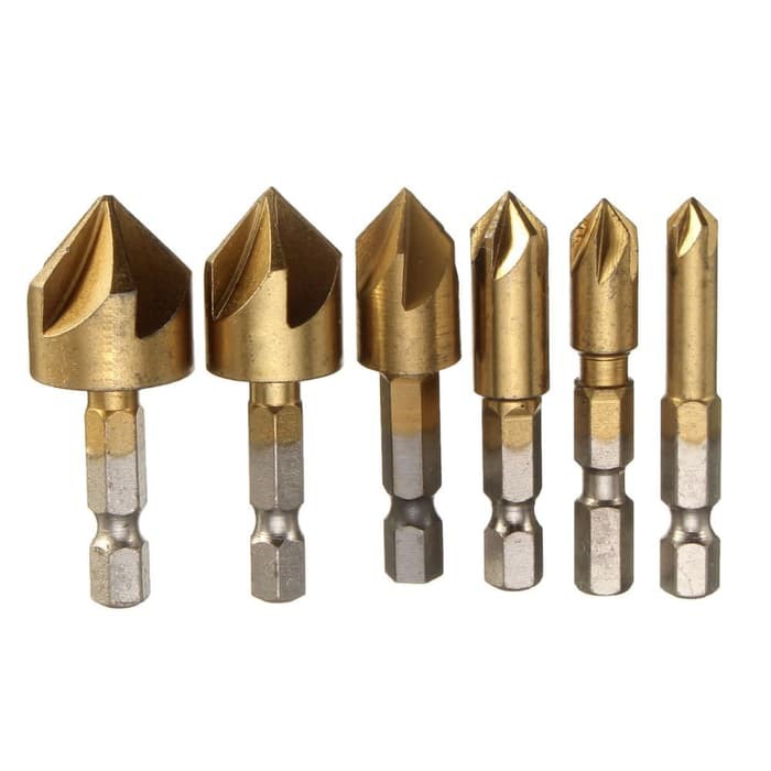 Set 6 pcs Mata Bor Drill Bit Countersink HSS 6mm sampai 19mm