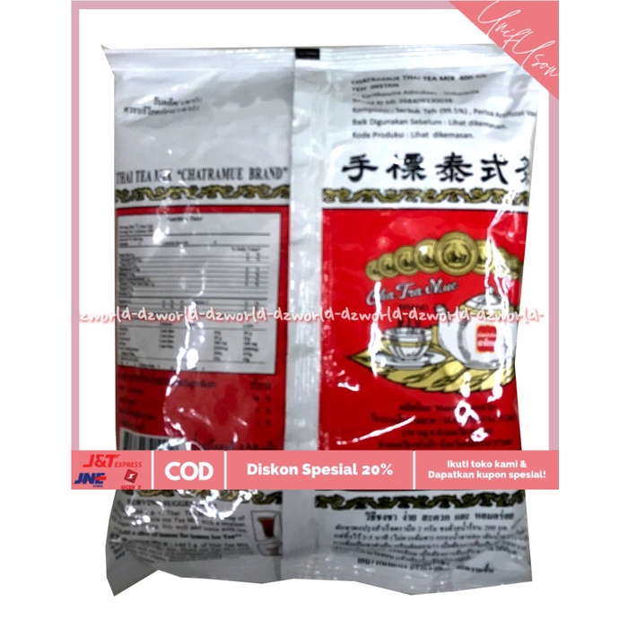 

⭐COD⭐ ChaTramue Bran Thai Tea Thailand Teh Cha Tra Mue Merah 400gr