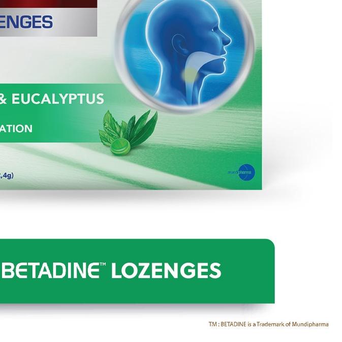 Betadine Lozenges 3PCS - Permen Menthol / Permen Pelega Tenggorokan