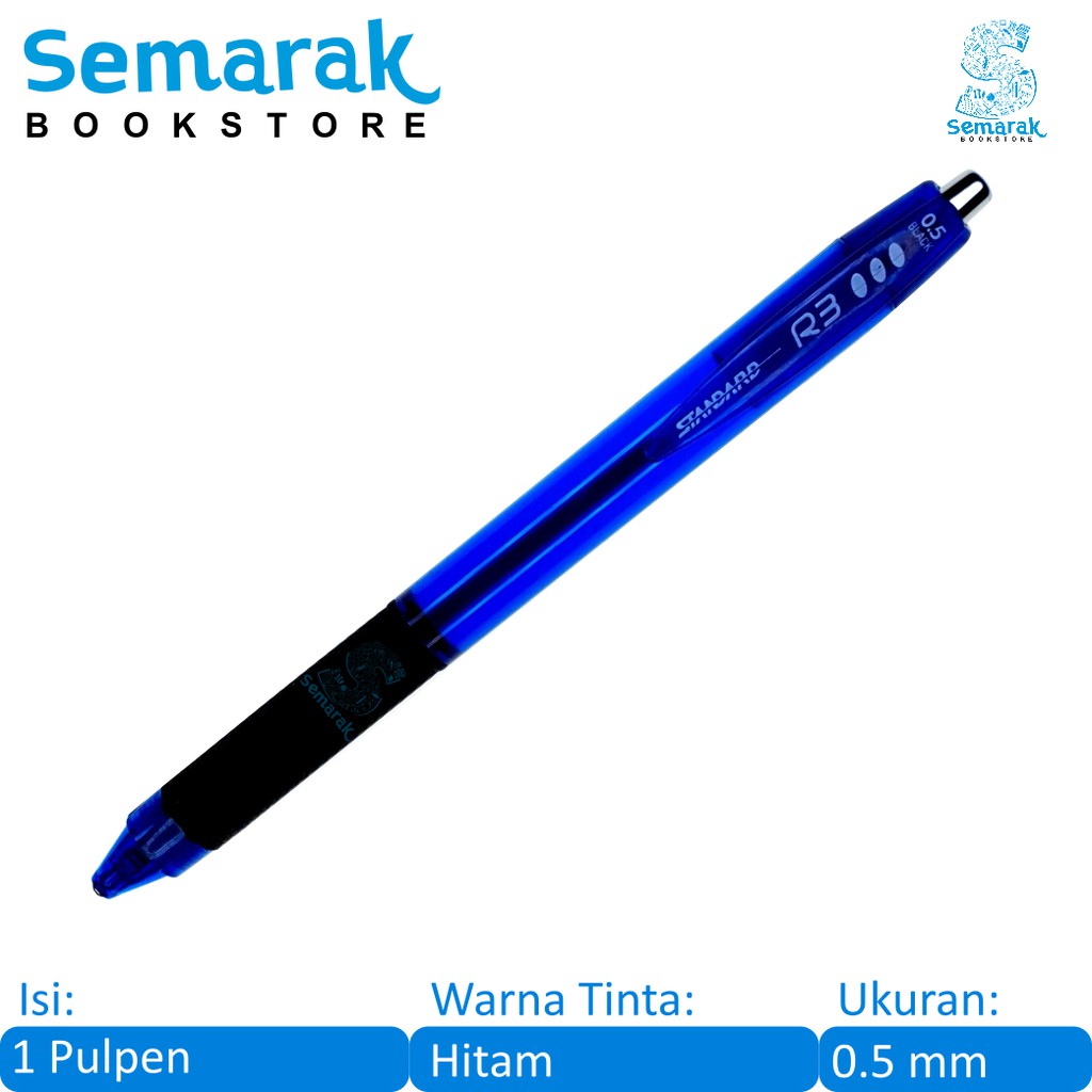 

Standard R3 Retractable Ballpoint Oil Gel Alfatip 0.5 - Hitam