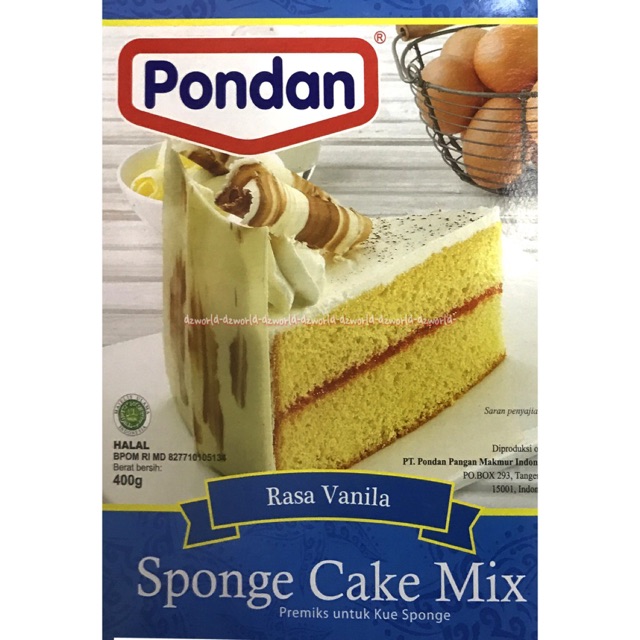 Pondan Sponge Cake Mix 400gr Rasa Vanilla Vanila Tepung Instan Membuat Kue Bolu Spon Kek Vanila Premiks Instan Pandan