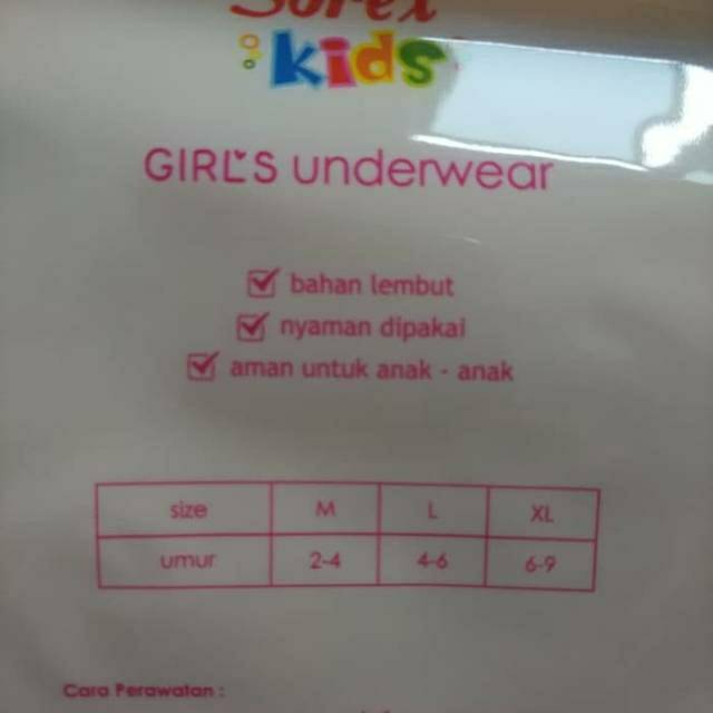 Celana dalam anak cewek Sorex Kids NB310 (3pcs)