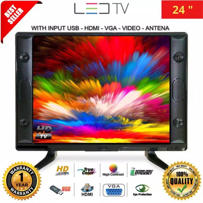 PROMO - WEYON TV LED 24 INCH SPEAKER DEPAN GAMBAR HD SUPPORT COLOKAN USB HDMI VGA ANTENA