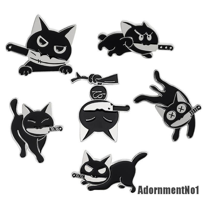 (Adornmentno1) Bros Pin Enamel Desain Kartun Kucing Hitam