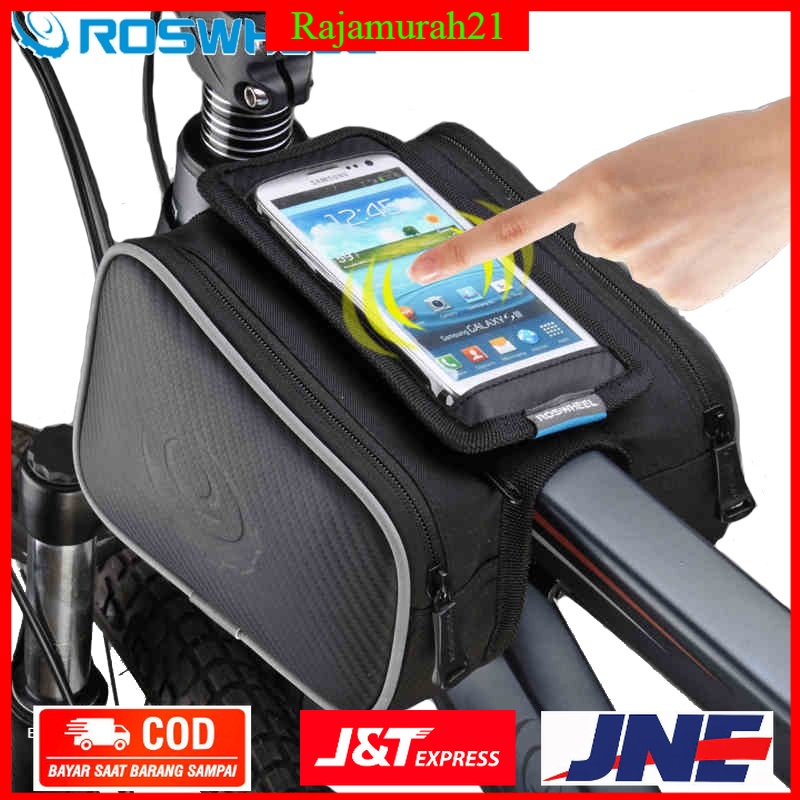 Tas Sepeda Waterproof dengan Case Smartphone - ROS12813 - Black