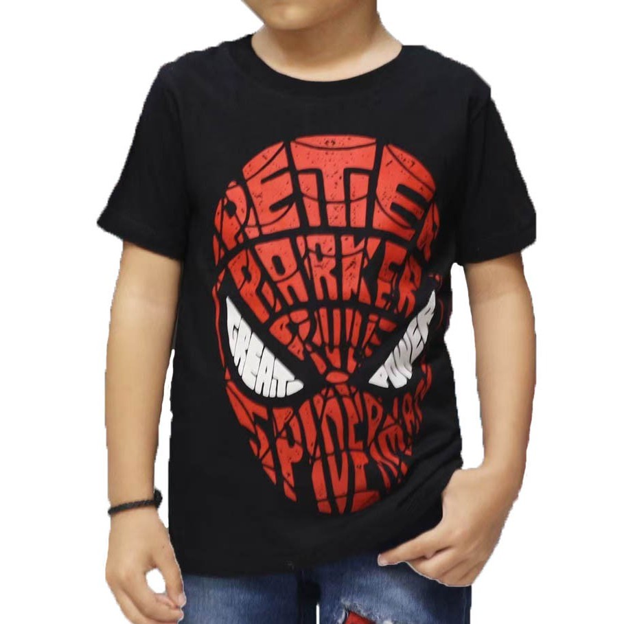 Z 1-8 TAHUN S Baju KAOS Anak LAKI LAKI COWOK SUPERHERO SPIDERMAN GROSIR three point threepoint