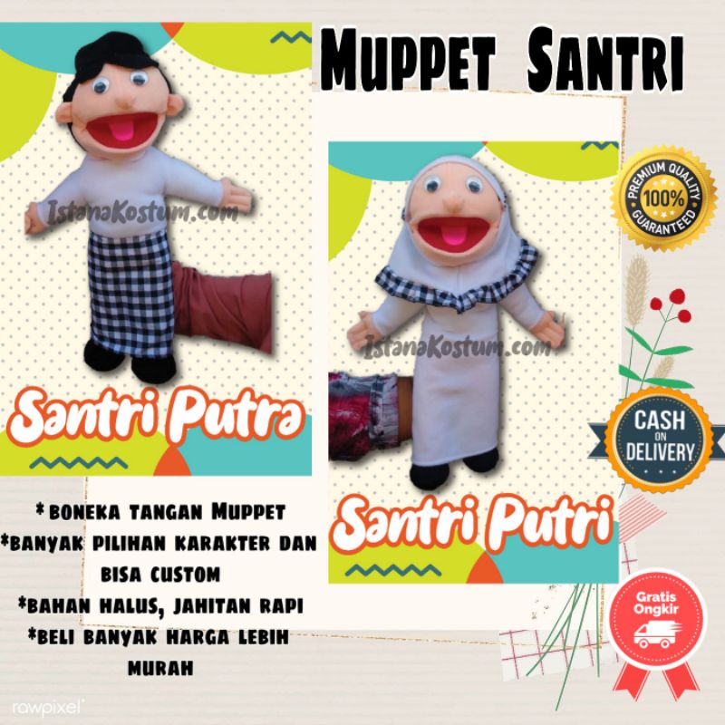 Jual Boneka Tangan Muppet Santri Putih Boneka Dongeng Handpuppet