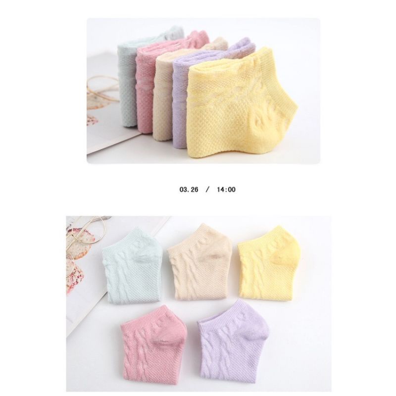 [COD] Kaos Kaki Wanita Pendek Import Warna Pastel Cute Kaos Kaki Polos Motif Timbul Ala Korea Semata Kaki Women Sock