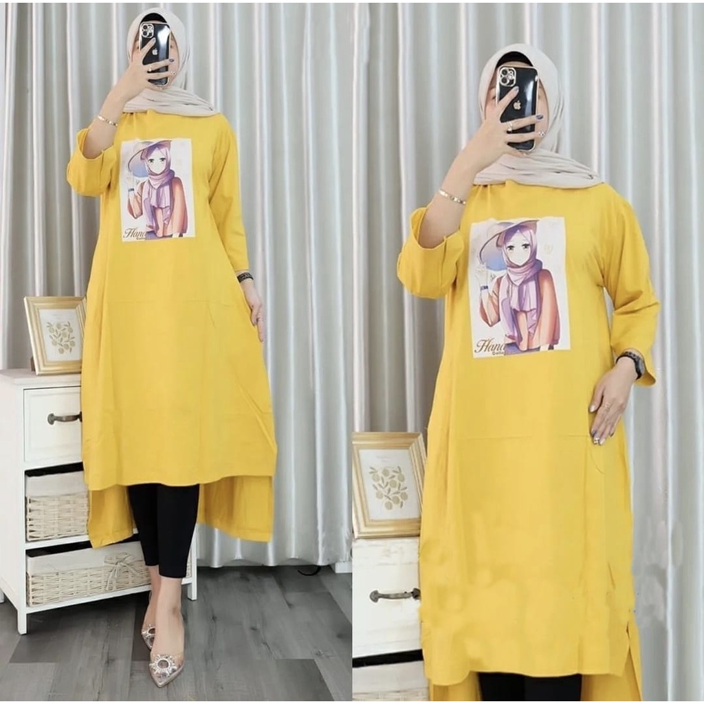 LONG TUNIK FITRI FASHION PAKAIAN WANITA ATASAN DRESS TUNIK BABYTERRY MR