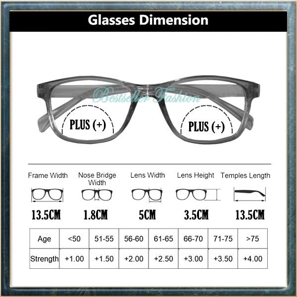 Kacamata Baca Lensa Dobel Untuk Baca Dan Jalan Frame Kotak Plus 1.00 s/d Plus 3.00 Pria Wanita  NOCASE