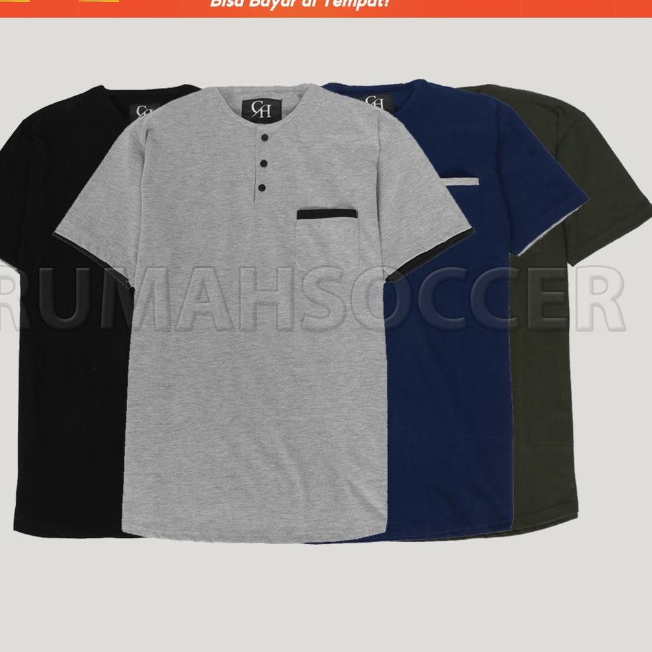 [KODE PRODUK MLVWR5958] Baju Koko Kurta Kaos Pria Lengan Pendek Bahan Katun Adem dan Tebal Atasan Mu