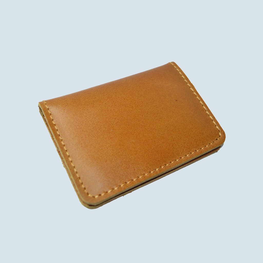 dompet kartu kulit asli 8 slot kartu - card wallet model lipat tan