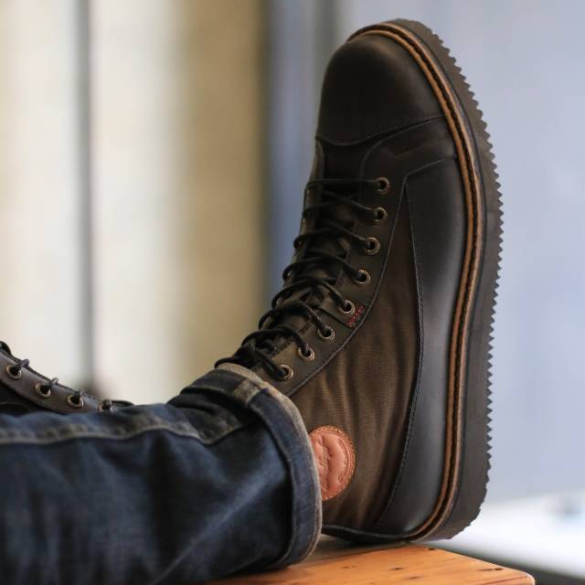 MORRISON BLACK - BRADLEY'S FOOTWEAR | Sepatu Sneakers Kulit Asli Pria Biker Touring Model Exodos57