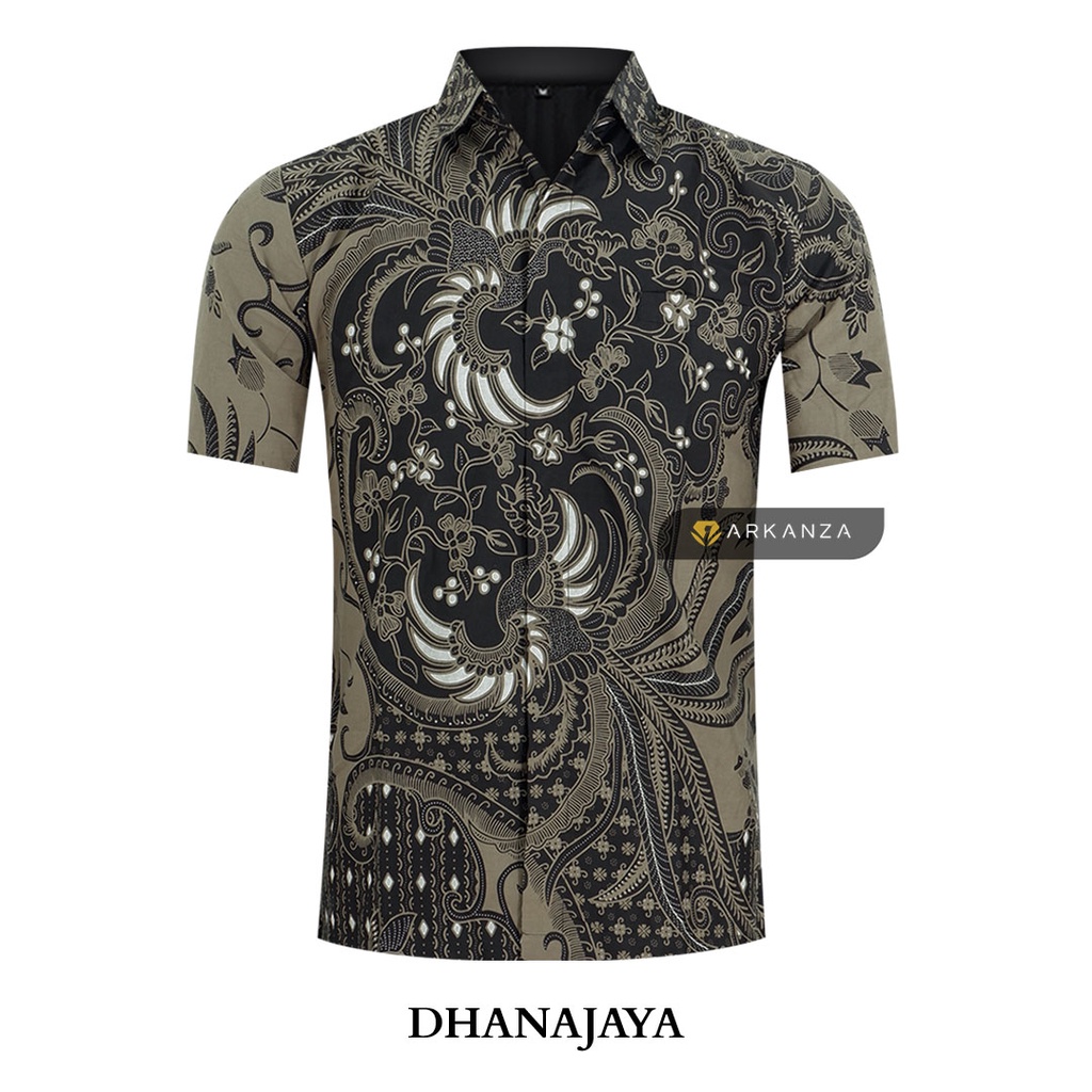 BATIK ARKANZA Motif DHANAJAYA Hem Atasan Kemeja Baju Batik Pria Cowok Laki Laki Slimfit Full Lapis Furing Lengan Panjang