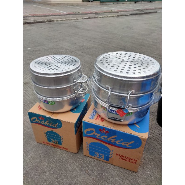 ORCHID - Kalakat / Kukusan No 30-33-36-40-45 cm / Panci Langseng Kukusan Kue Susun 3 Aluminium / Lan