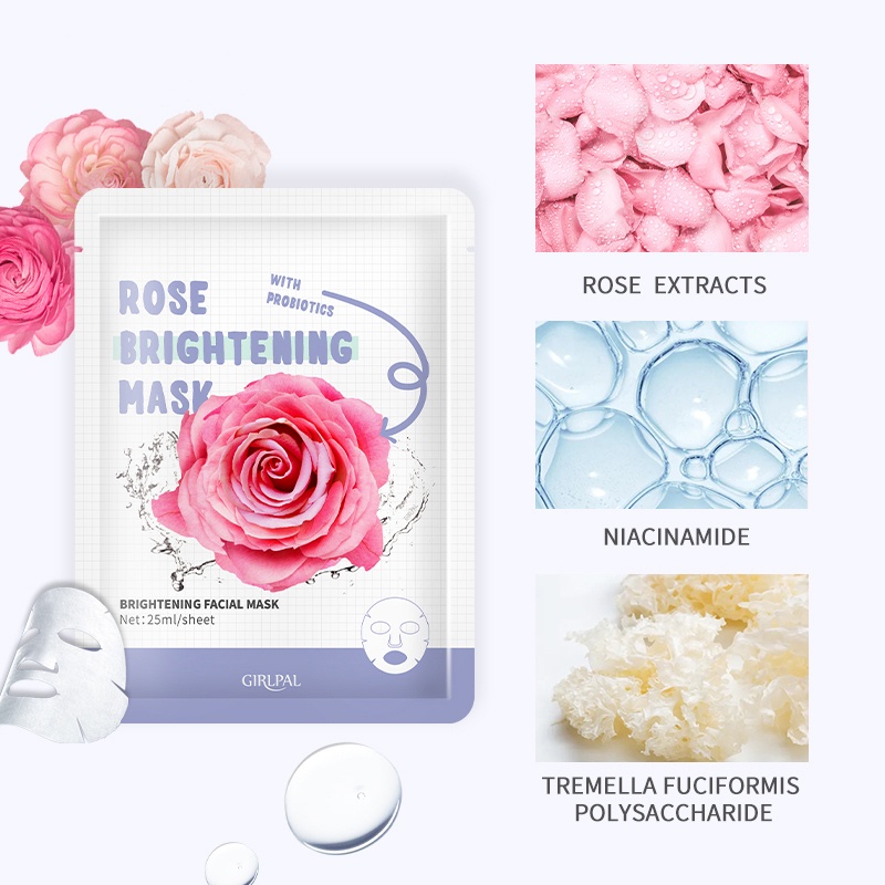 (COD) GIRLPAL  - Rose Brightening Face Sheet Mask | Facial Mask | Masker Wajah