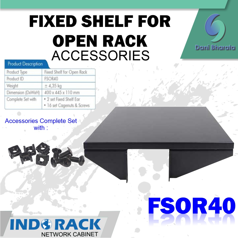 Indorack Accessories Fixed Shelf Open Rack Depth 400mm