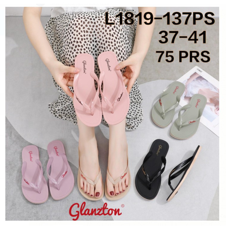 L1819-137PS IMPORT Merek Glanzton Sandal Jepit Wanita / Sandal Jelly Wanita Permukaan Doff Size 37-41