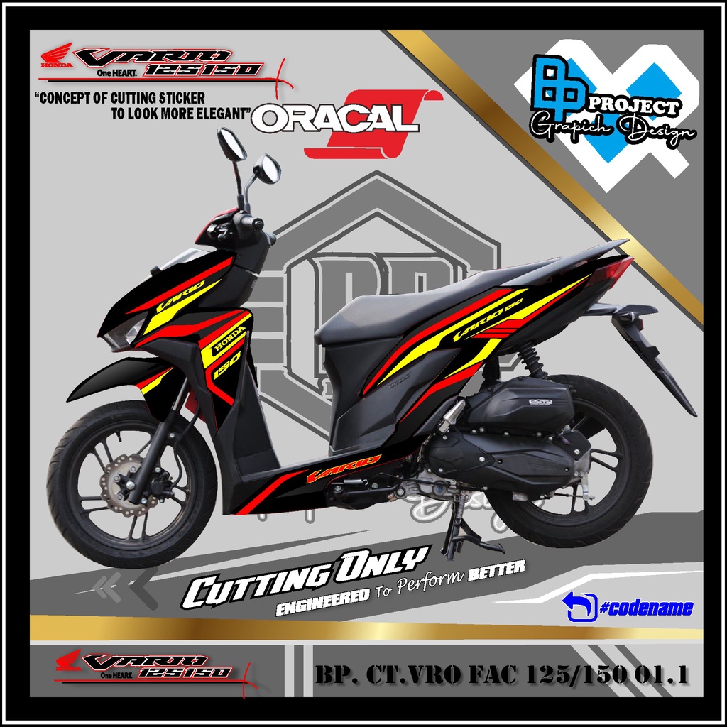 Sticker CUTTING  Vario  FAC150  - Cutting Sticker 125-150 New  - Stiker Vario New Gold - Kode BP01.1