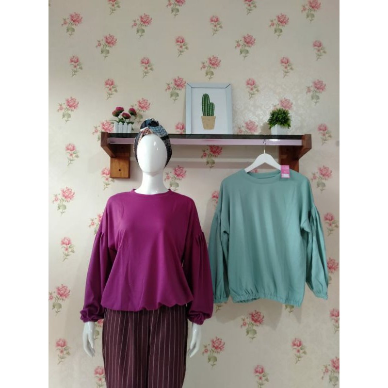 Blouse polos lengan balon