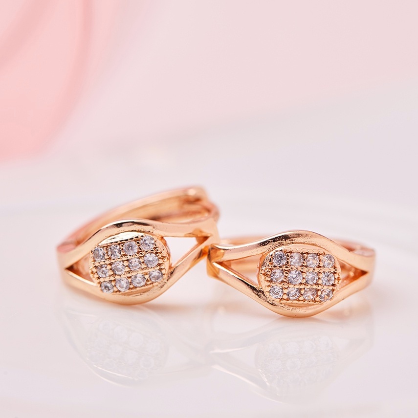 Y403 【COD】 Anting Permata Wanita Anting Titanium Bulat Bola Lapis Emas Anting Tusuk Anti Karat Korea Untuk Wanita-Y140