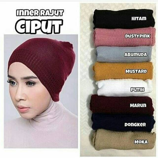 10PCS Inner Rajut Ciput Rajut Anti Pusing Inner Buntet Dalaman Hijab Rajut