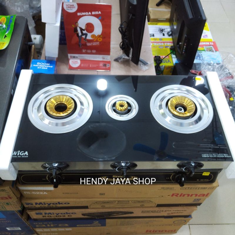 kompor Gas kaca 3 tungku wiga/aifa model:603GN