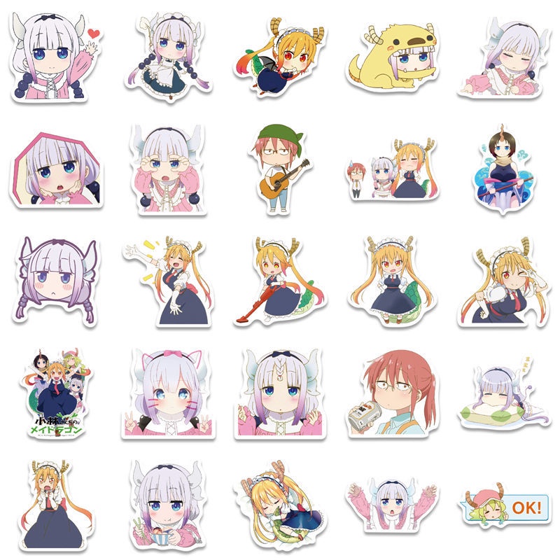 Miss Kobayashi's Dragon Maid stiker lucu anime stiker notebook dekoratif Jurnal bahan stiker bagasi