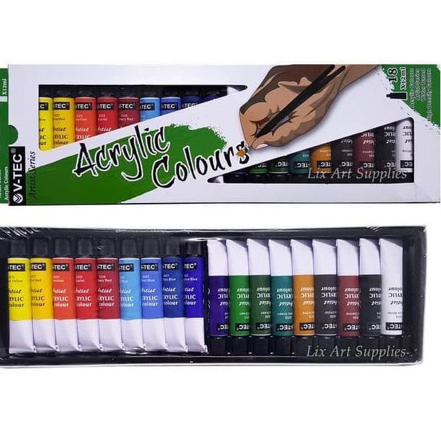 

Harga Promo // AZMOE V tec acrylic paint cat akrilik set 18 12 warna color 6 12 ml //