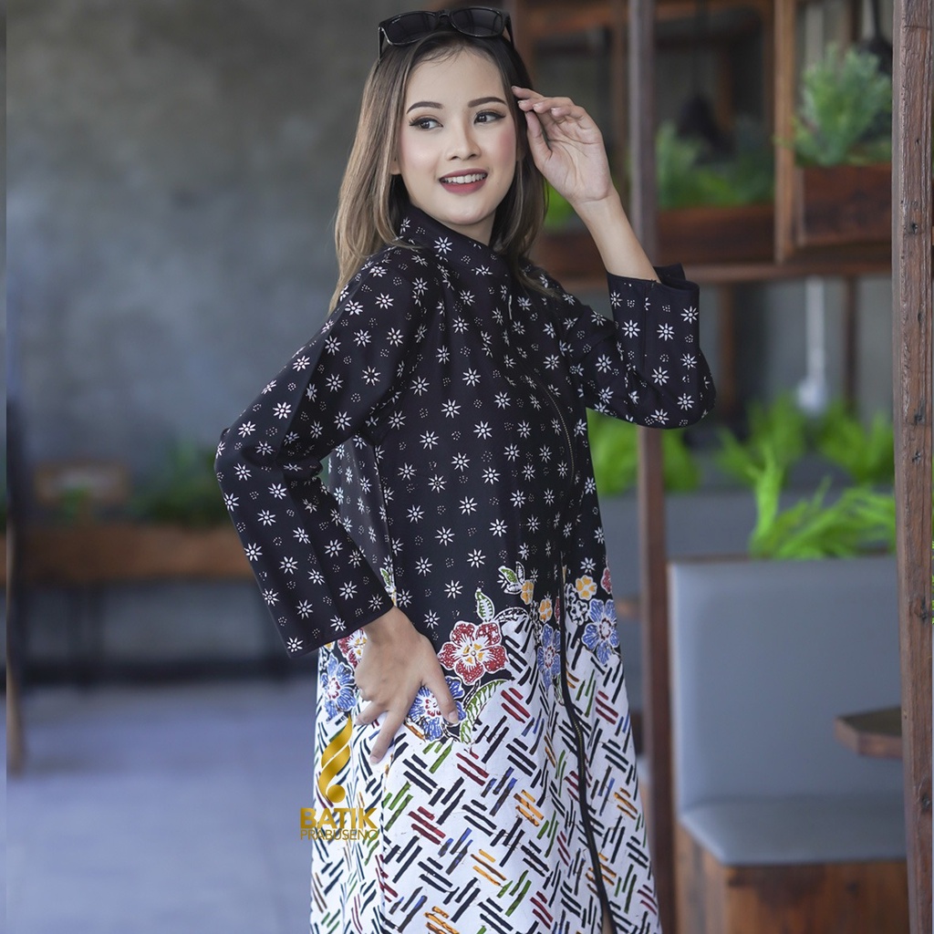 BAJU KEMEJA BATIK WANITA Prabuseno - Kejora Tunik Batik Wanita Lengan Panjang