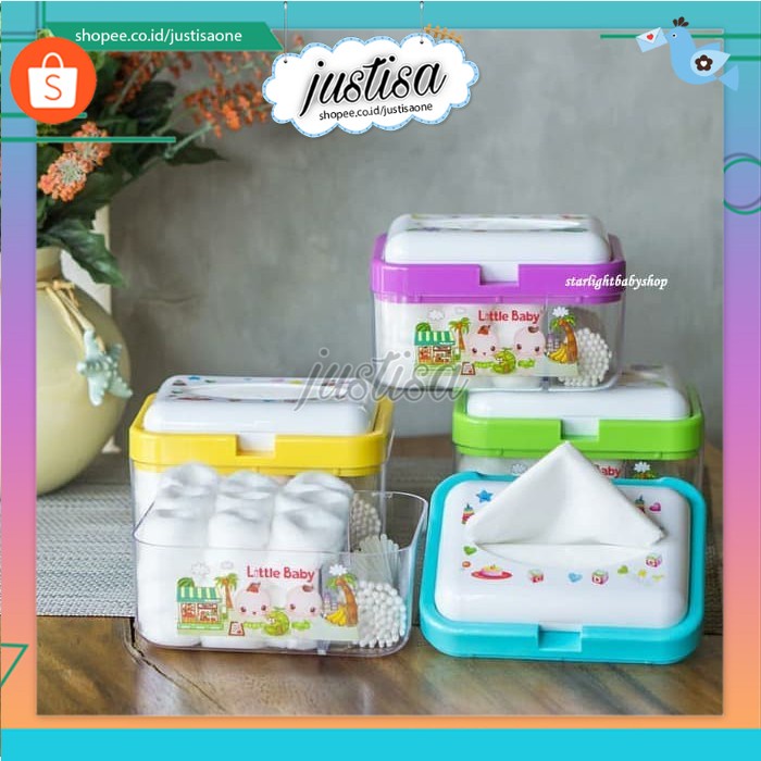 Promo !! LITTLE BABY MULTIFUNCTION 3IN1-TEMPAT TISSU BAYI-KAPAS BAYI- COTTON BUDS BAYI