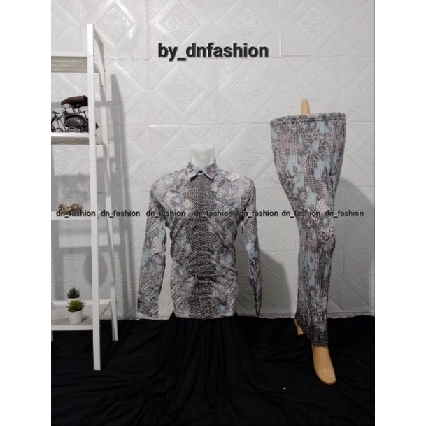 Kemeja Batik Couple Lengan Panjang Couple Abu//Kemeja Batik//Rok Plisket Batik//Kemeja Batik Terlaris//Kemeja Batik Modern//Bawahan Tradisional//Kemeja Pesta//Terlaris//COD