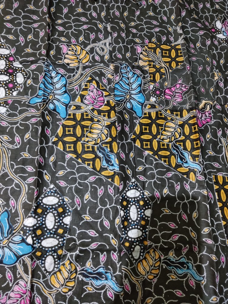 Hem Batik Pria Lengan Pendek Motif Elegan Modis Biru Abu Hitam Batik Pekalongan Jawa Pria