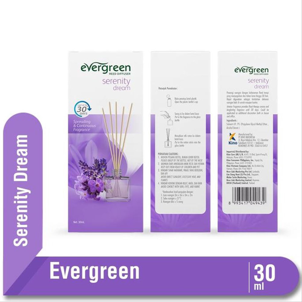 PERA418 PENGHARUM RUANGAN EVERGREEN REED DIFUSER WITH BOTOL SET 30ML