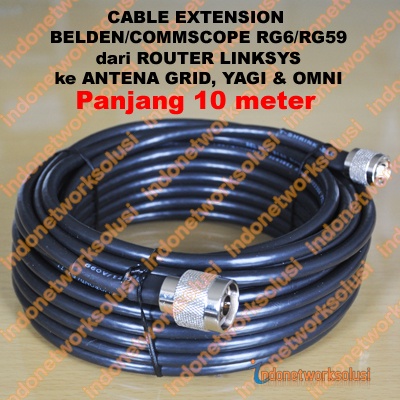 LINKSYS ROUTER EXTENSION CABLE BELDEN/COMMSCOPE untuk ANTENA GRID YAGI OMNI (10m)