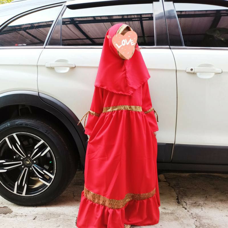 Gamis lebaran anak Gamis Princess Anak 3-10 Tahun Model list batik / Gamis anak perempuan balotelli plus hijab