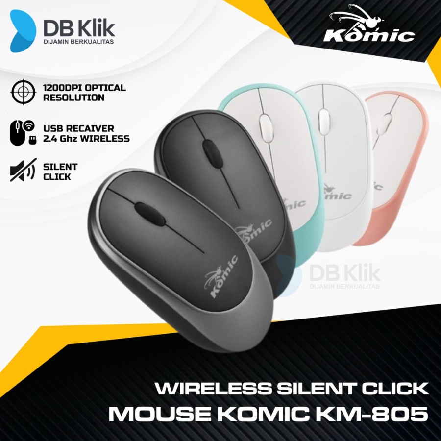 Mouse KOMIC KM-805 Wireless Silent Click 2.4GHz 1200DPI - KOMIC KM805