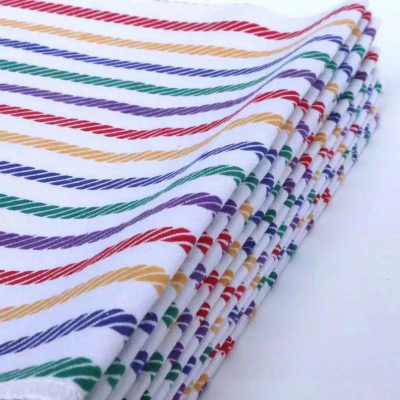 Alas Ompol Kain Lurik Bayi Jumbo 80x75 Cm Alas Ompol Bayi Newborn Salur Pelangi (ECER)