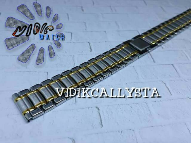 TALI JAM TANGAN RANTAI KOMBINASI 18 MM DOUBLE LIST GOLD STAINLESS