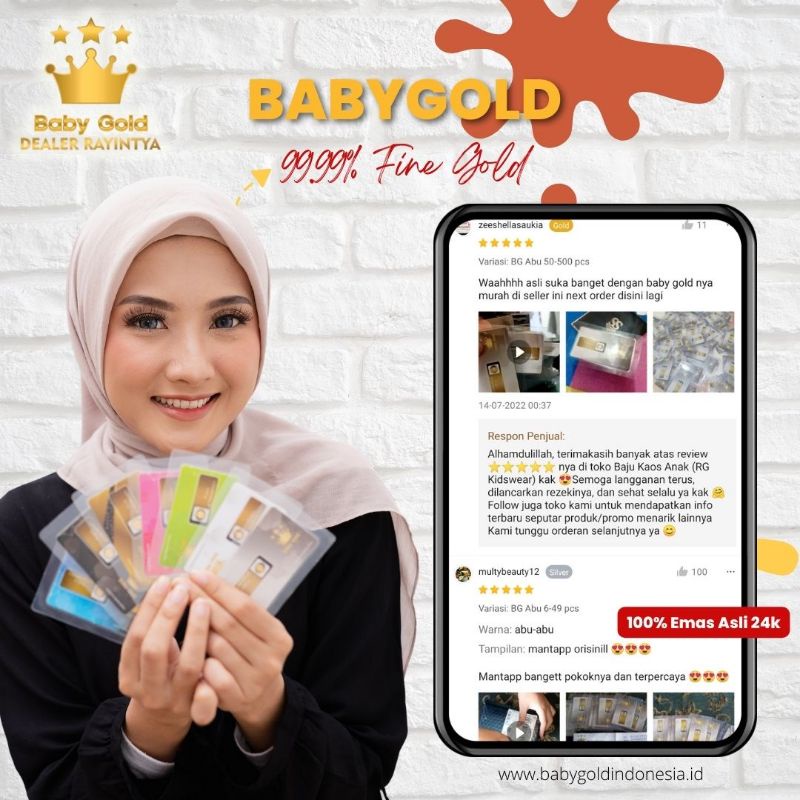 Emas Mini 24 Karat 0.01 gram Babygold Resmi minigold asli semua COD Bandung