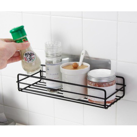 Rak Tempel Minimalis Rak Sudut Dinding Keramik Kamar Mandi Dapur Serbaguna Rak Persegi Gantungan Besi Tempel Serbaguna