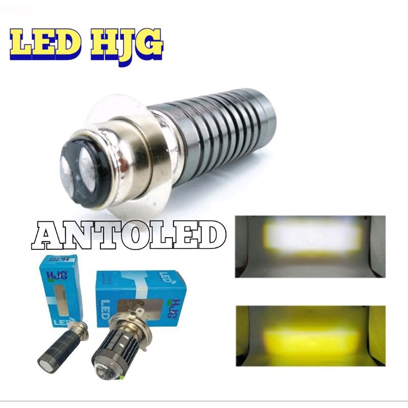 Lampu LED Laser Gun H6 H4 Lensa 2 warna Putih Kuning HJG